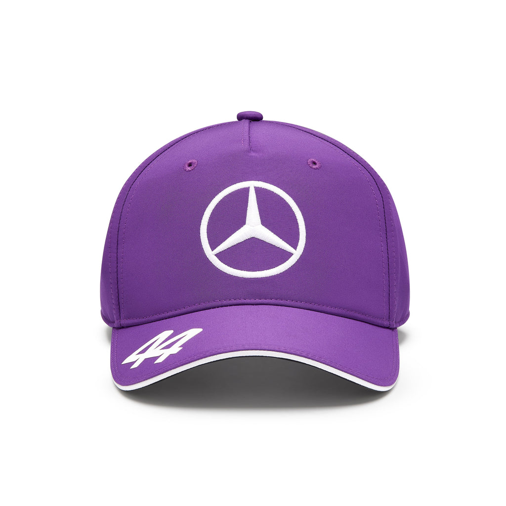 Mercedes AMG Petronas F1 2024 Kids Lewis Hamilton Driver Hat - Youth Black/Purple/White Hats Mercedes AMG Petronas Purple 