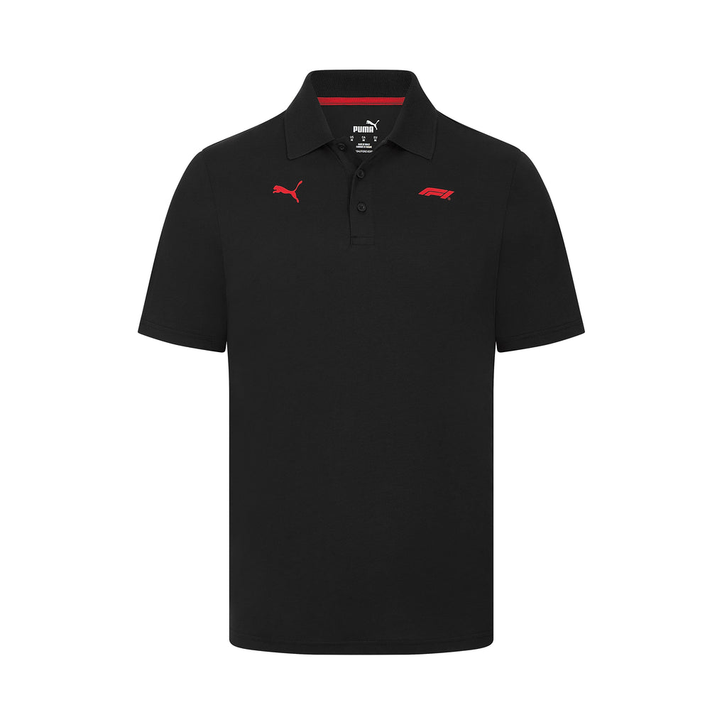 Formula 1 Tech Collection F1 Men's Small Logo Jersey Polo - Black/White Polos Formula 1 XS Black 