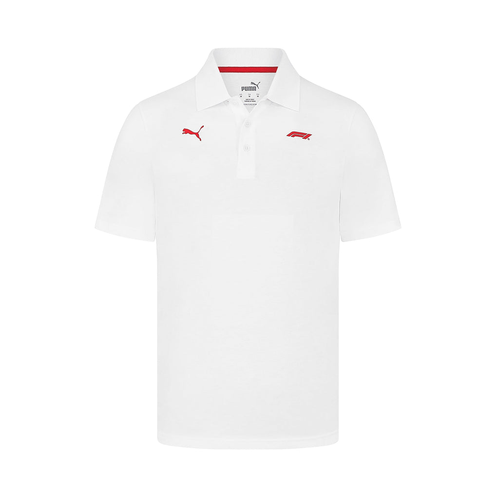 Formula 1 Tech Collection F1 Men's Small Logo Jersey Polo - Black/White Polos Formula 1 XS White 