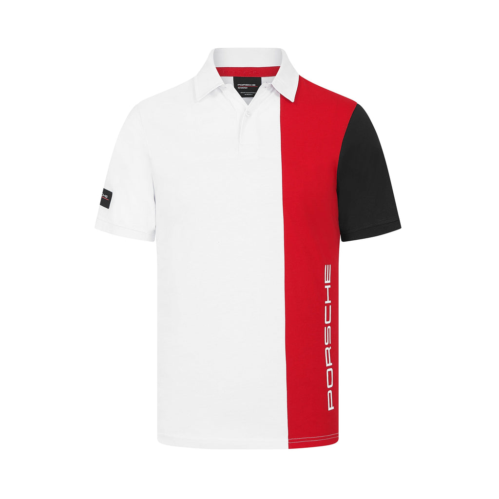 Porsche Motorsport Men's Fanwear Stripe Polo Shirt- Black/White Polos Porsche XS White 