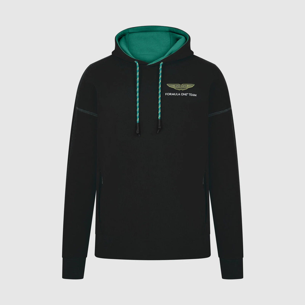Aston Martin F1 Lifestyle Logo Hoodie - Black/Green Hoodies Aston Martin F1 XXS Black 