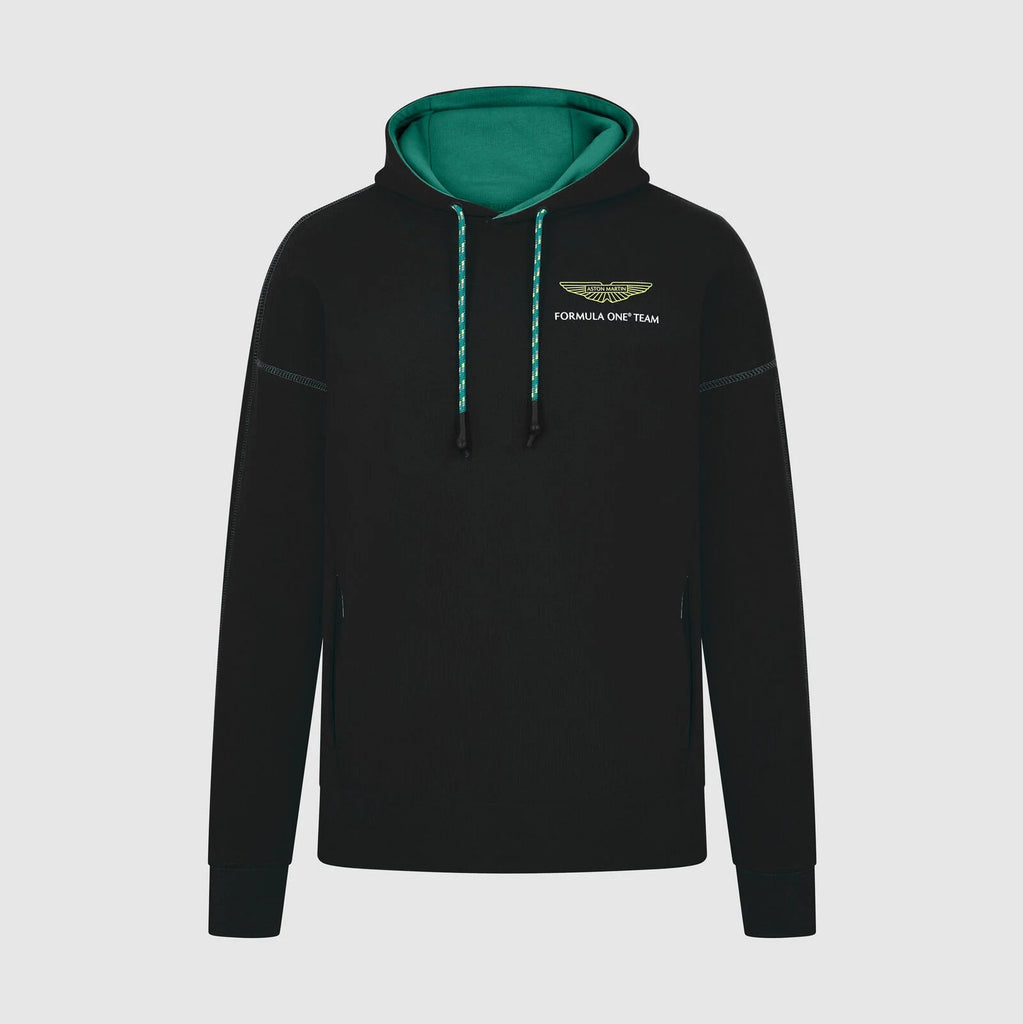 Aston Martin F1 Lifestyle Logo Hoodie - Black/Green Hoodies Aston Martin F1 XXS Black 