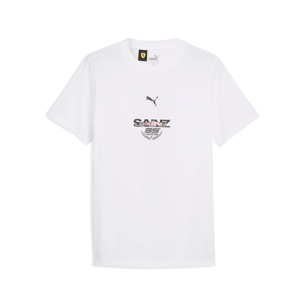 Scuderia Ferrari F1 Puma Men's Carlos Sainz "95 Years" Driver T-Shirt -White/Black T-shirts Scuderia Ferrari XS White 