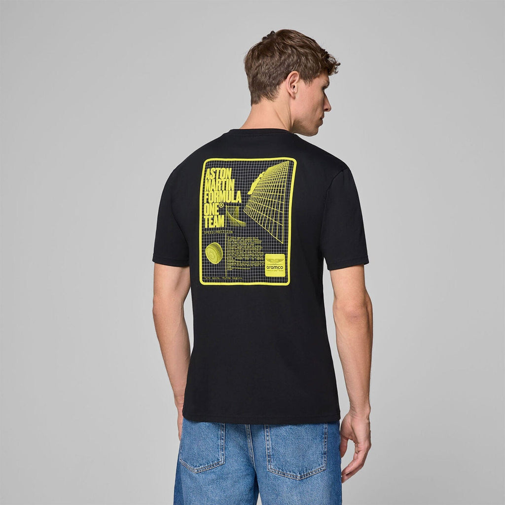 Aston Martin F1 Tech Men's Grid Data Graphic T-Shirt - Black T-shirts Aston Martin F1 