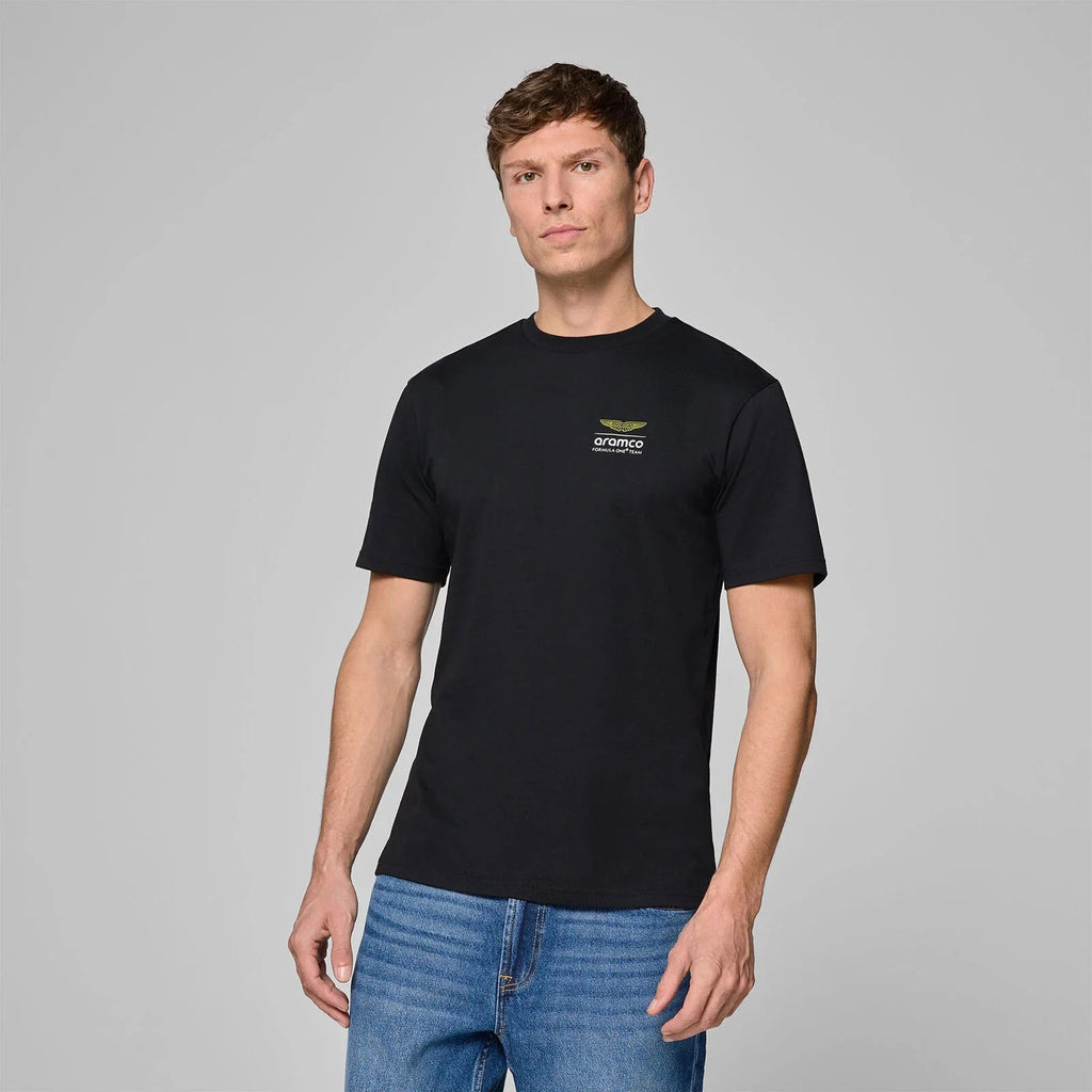 Aston Martin F1 Tech Men's Grid Data Graphic T-Shirt - Black T-shirts Aston Martin F1 