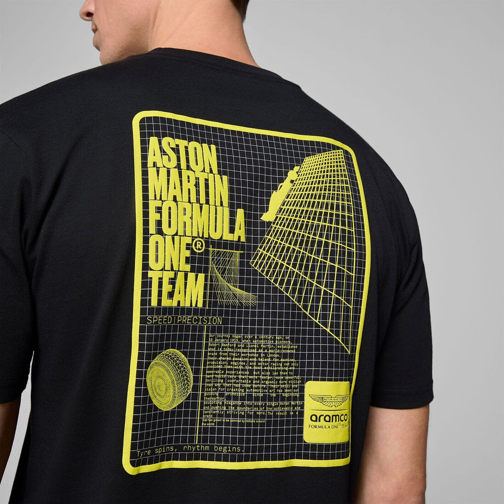 Aston Martin F1 Tech Men's Grid Data Graphic T-Shirt - Black T-shirts Aston Martin F1 