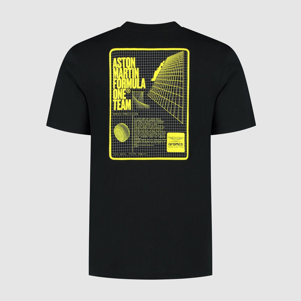 Aston Martin F1 Tech Men's Grid Data Graphic T-Shirt - Black T-shirts Aston Martin F1 