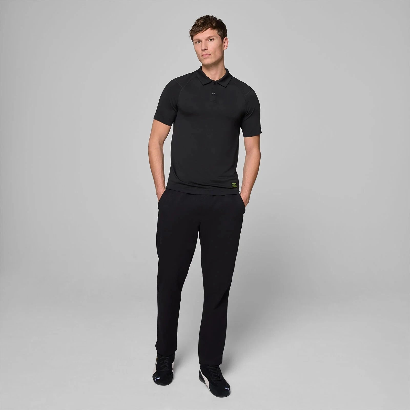 Aston Martin F1 Tech Men's Seamless Polo Shirt - Black Polos Aston Martin F1 