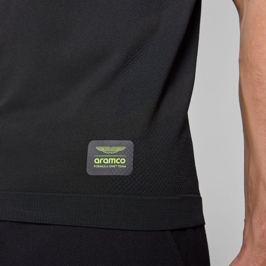 Aston Martin F1 Tech Men's Seamless Polo Shirt - Black Polos Aston Martin F1 