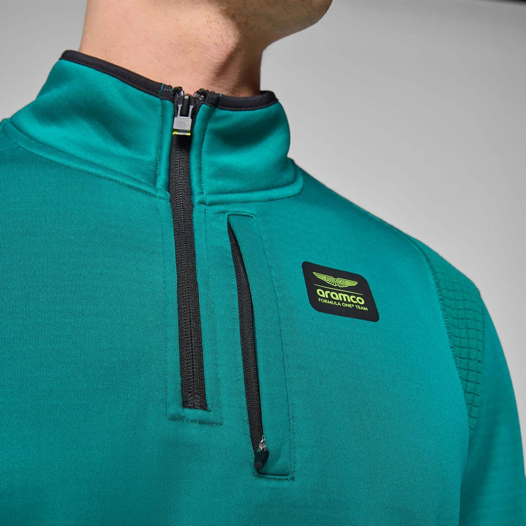 Aston Martin F1 Tech Men's 1/4 Zip Sweater - Green Sweaters Aston Martin F1 