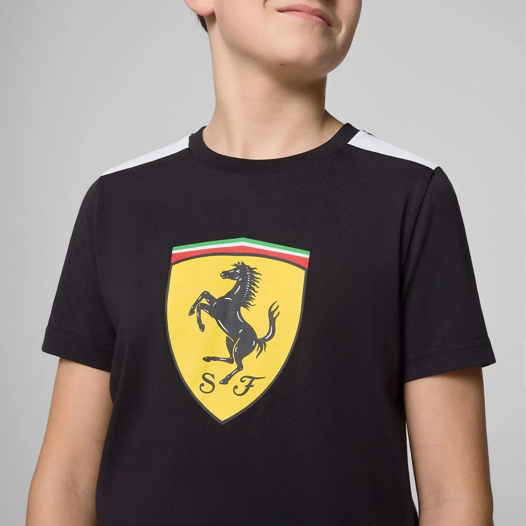 Scuderia Ferrari F1 Kids Large Shield T-Shirt - Youth Dark Cherry/Puma Black T-shirts Scuderia Ferrari 