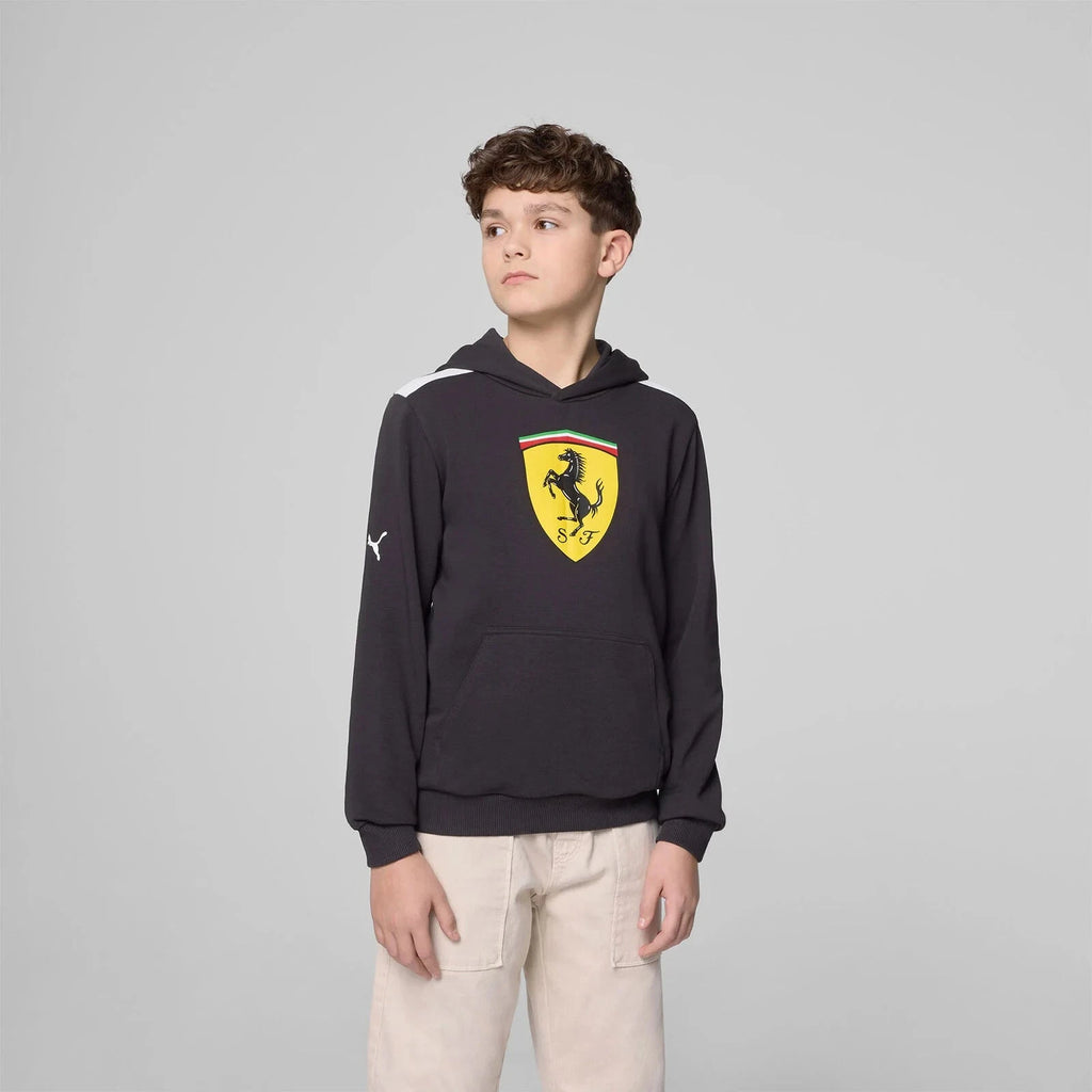 Scuderia Ferrari F1 Kids Large Shield Hoodie - Youth Dark Cherry/Puma Black Hoodies Scuderia Ferrari 