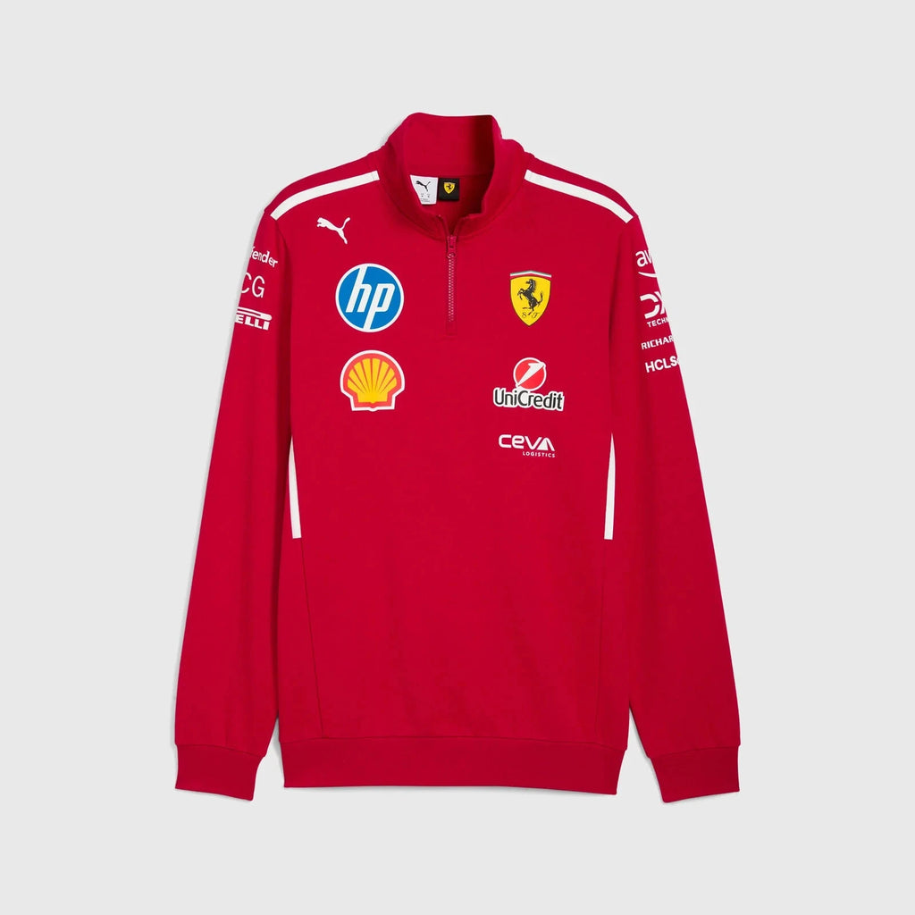 Scuderia Ferrari F1 2025 Team 1/2 Zip Sweatshirt - Dark Cherry Sweaters Scuderia Ferrari 