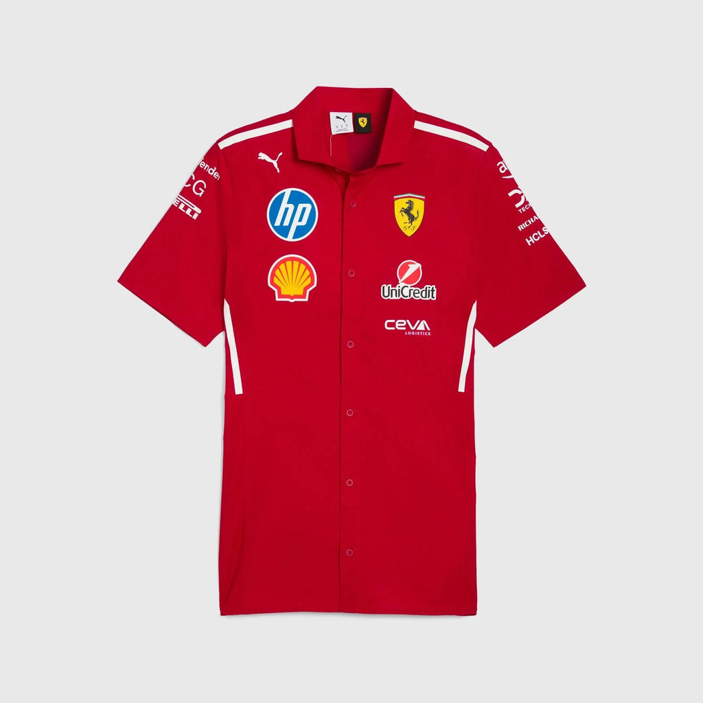 Scuderia Ferrari F1 2025 Team Button Down Shirt - Dark Cherry Shirts Scuderia Ferrari 
