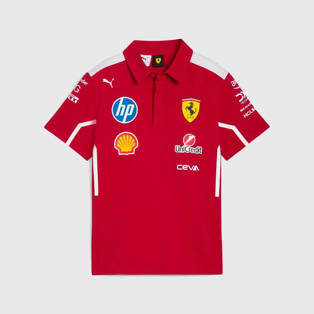 Scuderia Ferrari F1 2025 Kids Team Polo Shirt - Youth Dark Cherry Polos Scuderia Ferrari 