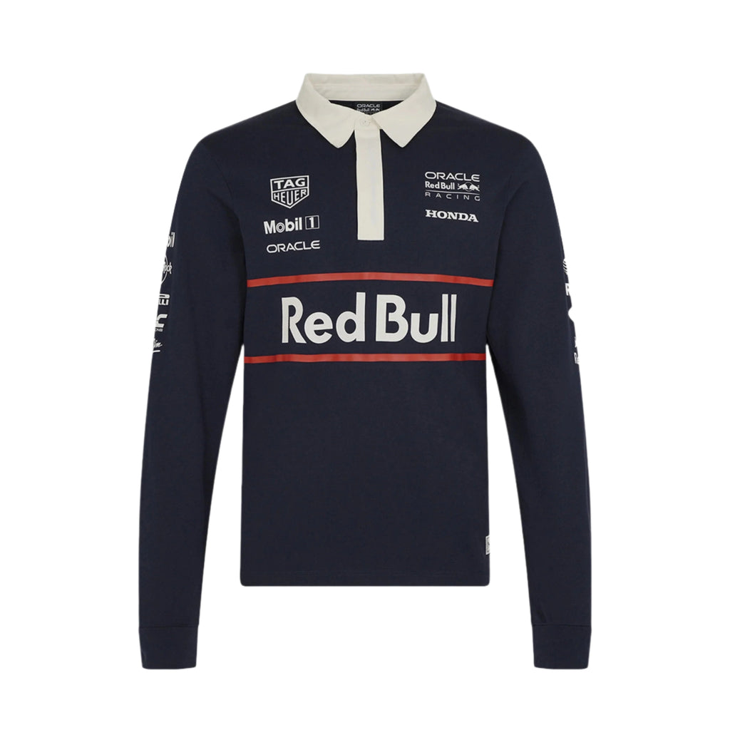Red Bull Racing F1 Heritage Team Long Sleeve Polo Shirt - Navy Polos Red Bull Racing 