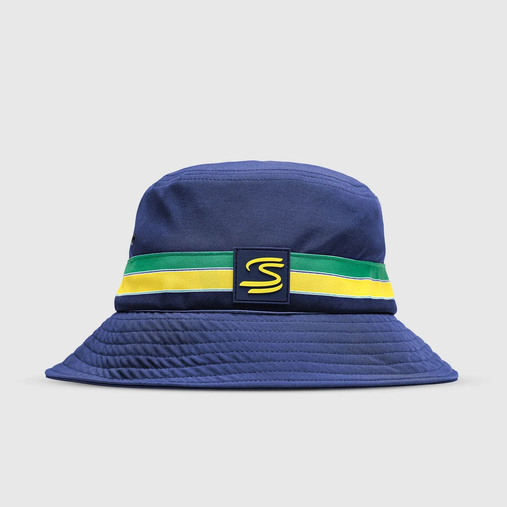 Ayrton Senna F1 Stripe Bucket Hat - Navy Hats Ayrton Senna 