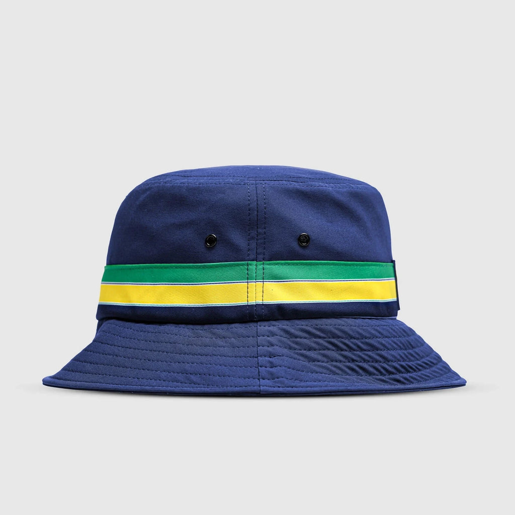 Ayrton Senna F1 Stripe Bucket Hat - Navy Hats Ayrton Senna 