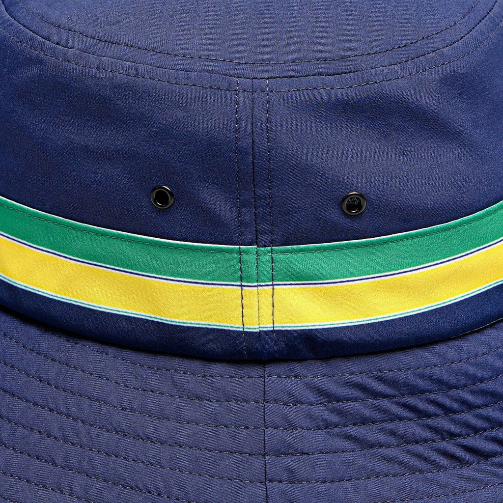 Ayrton Senna F1 Stripe Bucket Hat - Navy Hats Ayrton Senna 