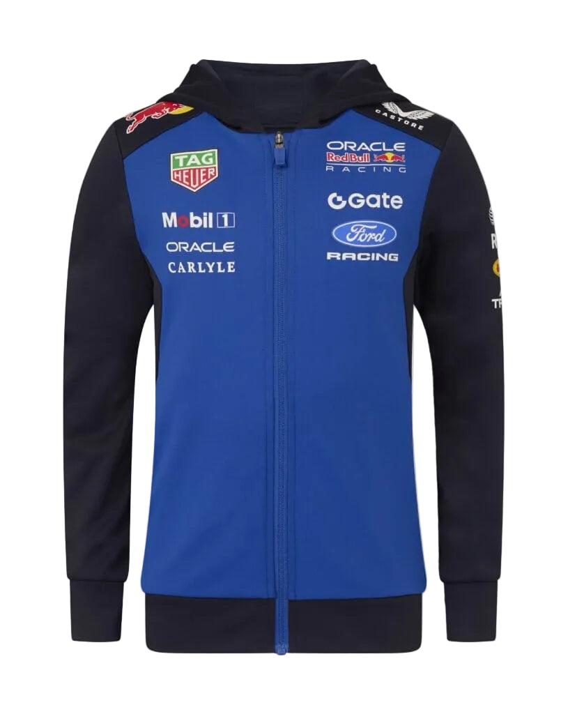 Red Bull Racing F1 Kid's 2026 Team Full Zip Hoodie- Youth Blue