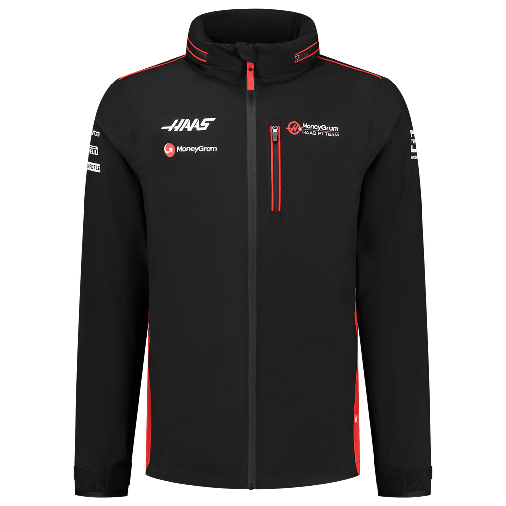 Haas Racing F1 2023 Men's Team Lightweight Rain Jacket - Black Jackets Haas F1 Racing Team 