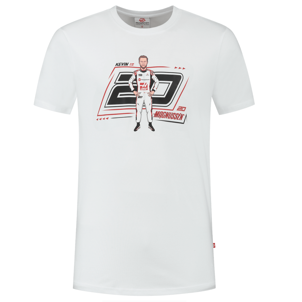 Haas Racing F1 Kevin Magnussen Graphic T-Shirt - White T-shirts Haas F1 Racing Team 