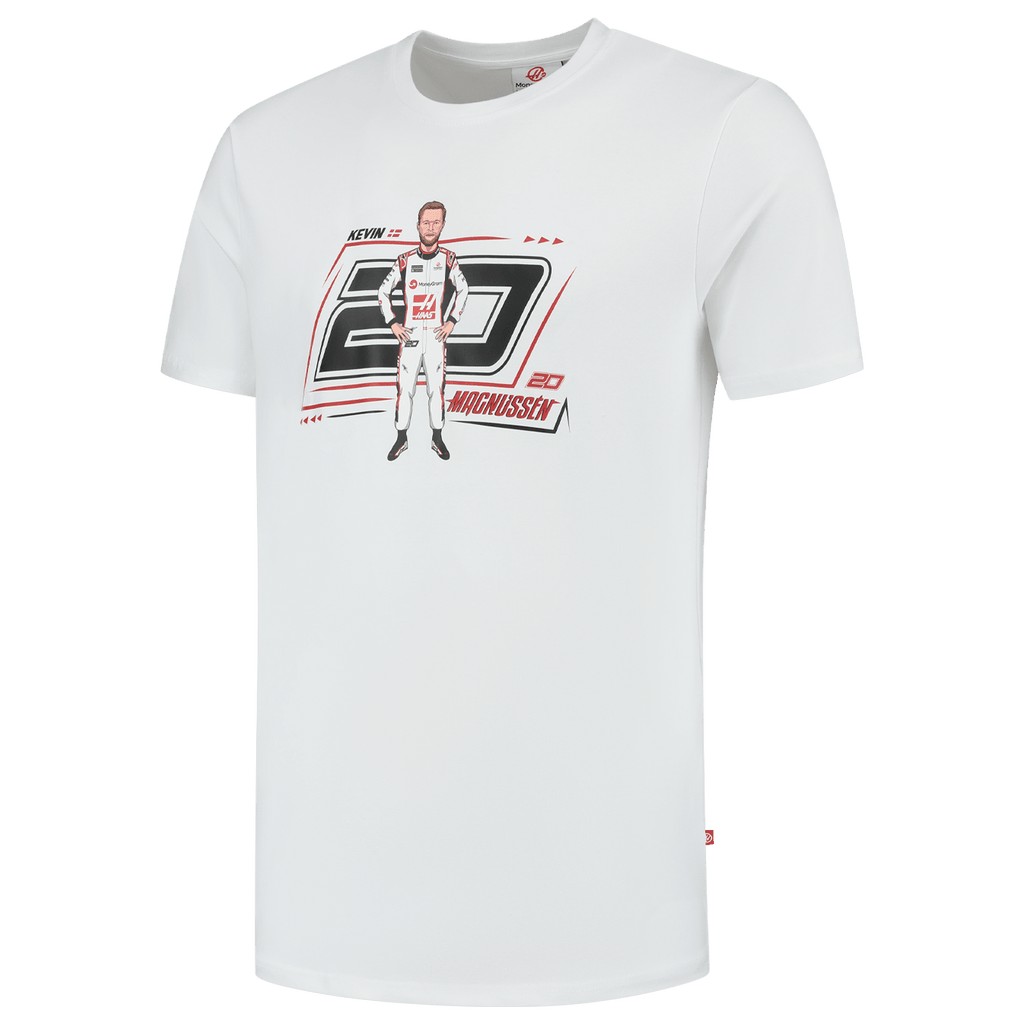 Haas Racing F1 Kevin Magnussen Graphic T-Shirt - White T-shirts Haas F1 Racing Team 