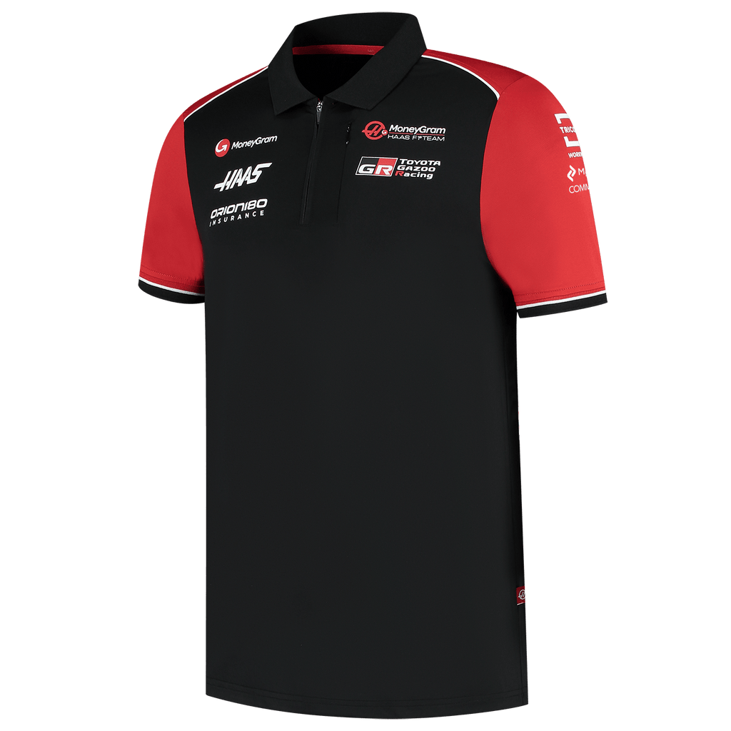 Haas Racing F1 2025 Men's Team Fitted Polo Shirt - Black Polos Haas F1 Racing Team 