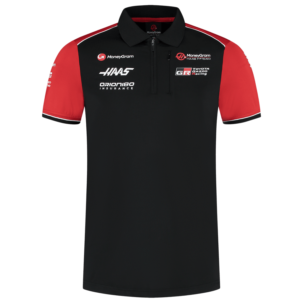 Haas Racing F1 2025 Men's Team Fitted Polo Shirt - Black Polos Haas F1 Racing Team 