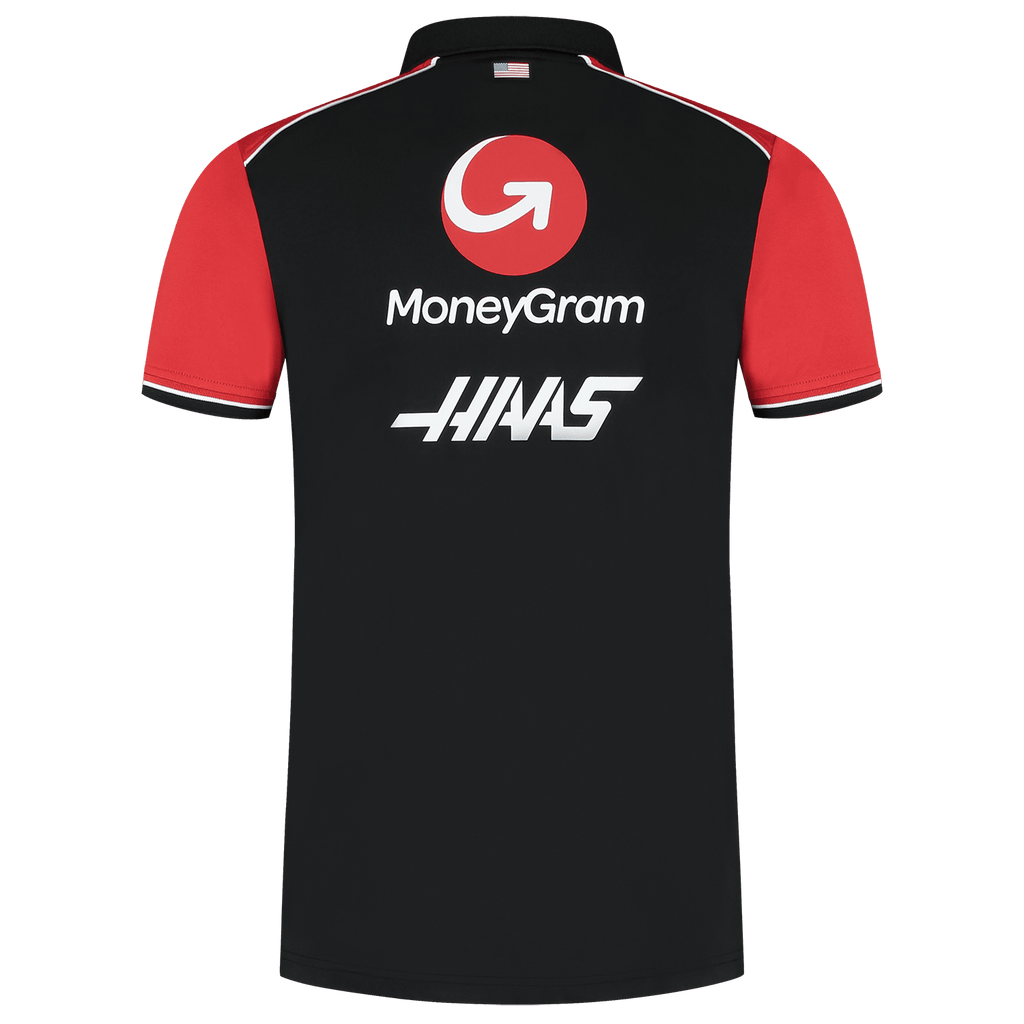 Haas Racing F1 2025 Men's Team Fitted Polo Shirt - Black Polos Haas F1 Racing Team 