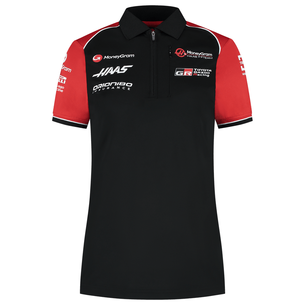Haas Racing F1 2025 Women's Team Fitted Polo Shirt - Black Polos Haas F1 Racing Team 