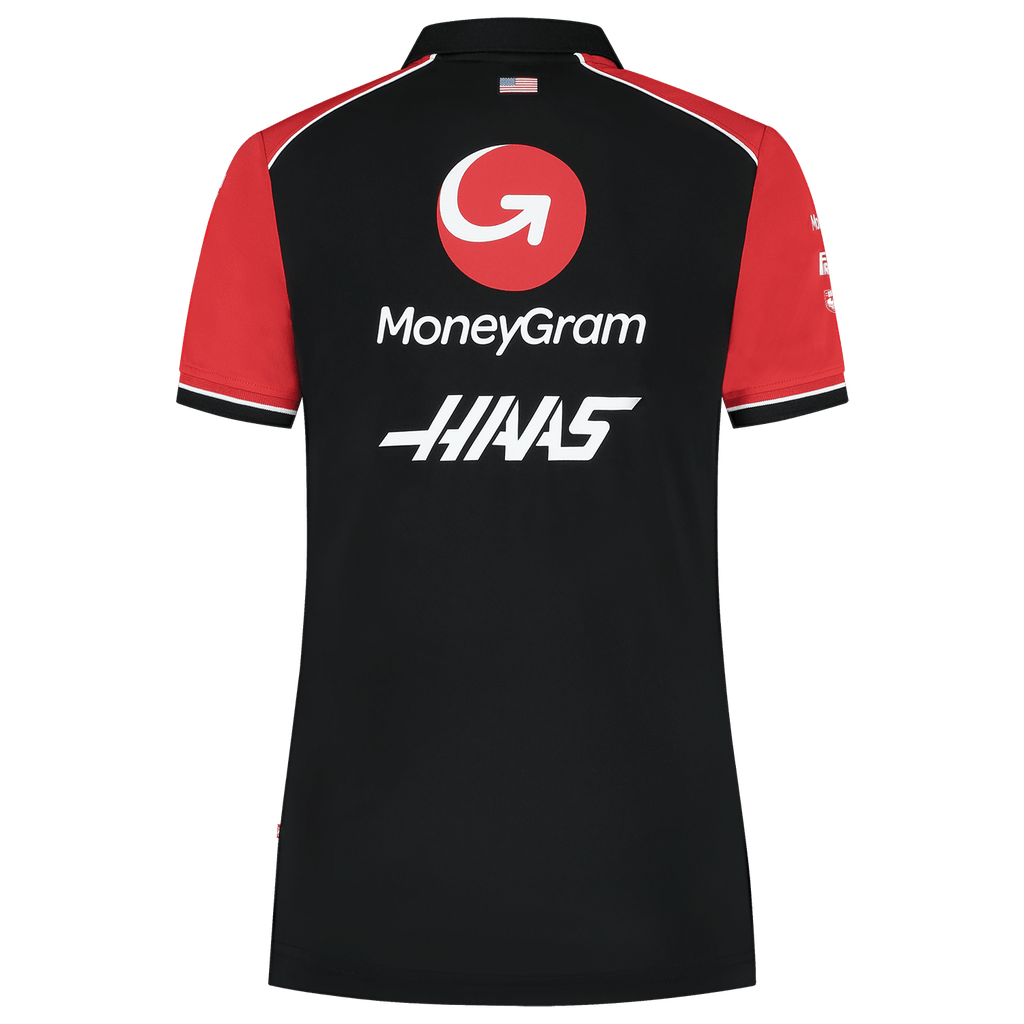 Haas Racing F1 2025 Women's Team Fitted Polo Shirt - Black Polos Haas F1 Racing Team 