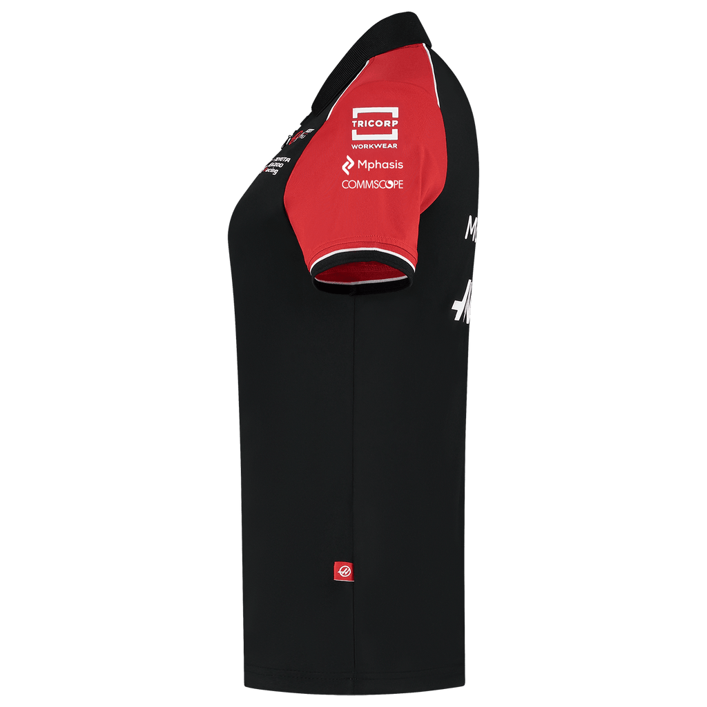 Haas Racing F1 2025 Women's Team Fitted Polo Shirt - Black Polos Haas F1 Racing Team 