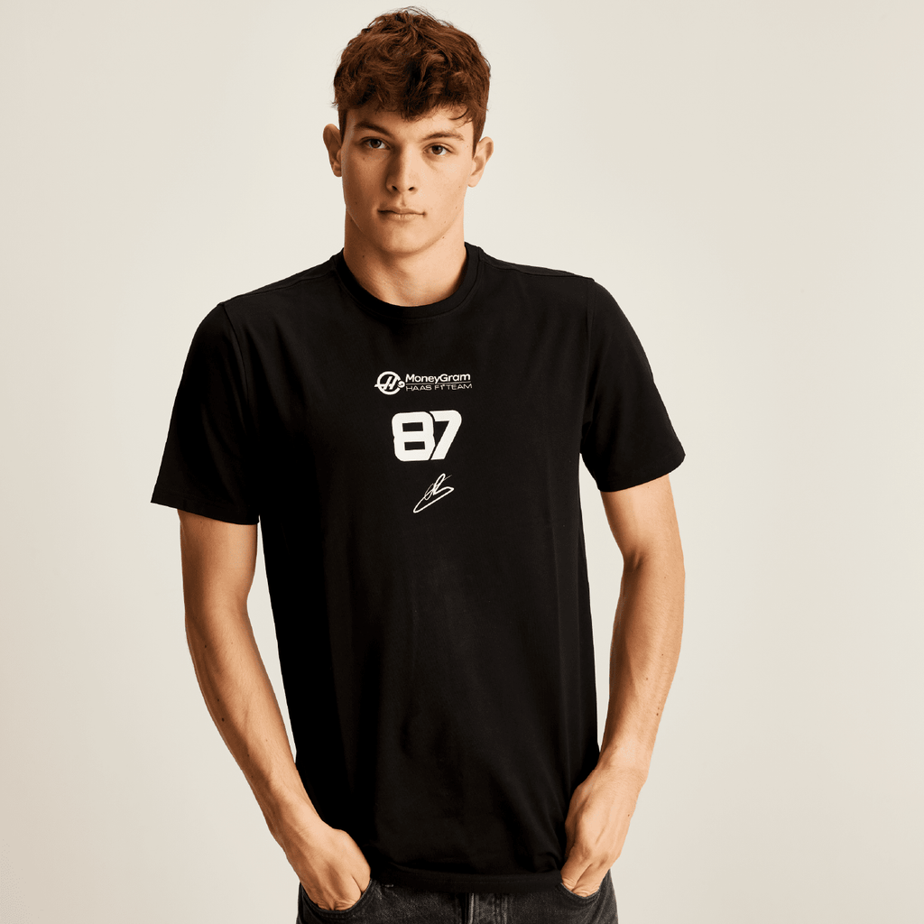 Haas Racing F1 Ollie Bearman Essential T-Shirt - Black T-shirts Haas F1 Racing Team 