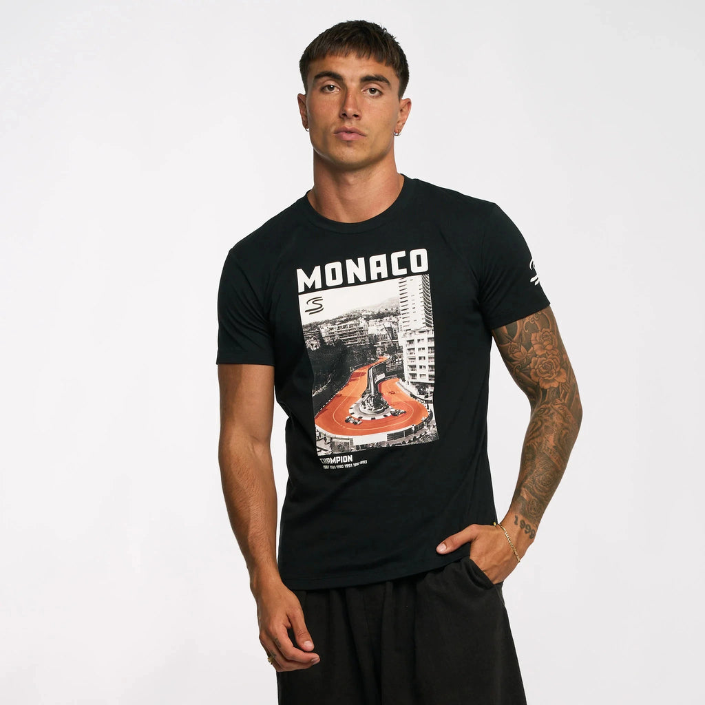 Ayrton Senna F1 Monaco Circuit Graphic T-Shirt - Black T-shirts Ayrton Senna 