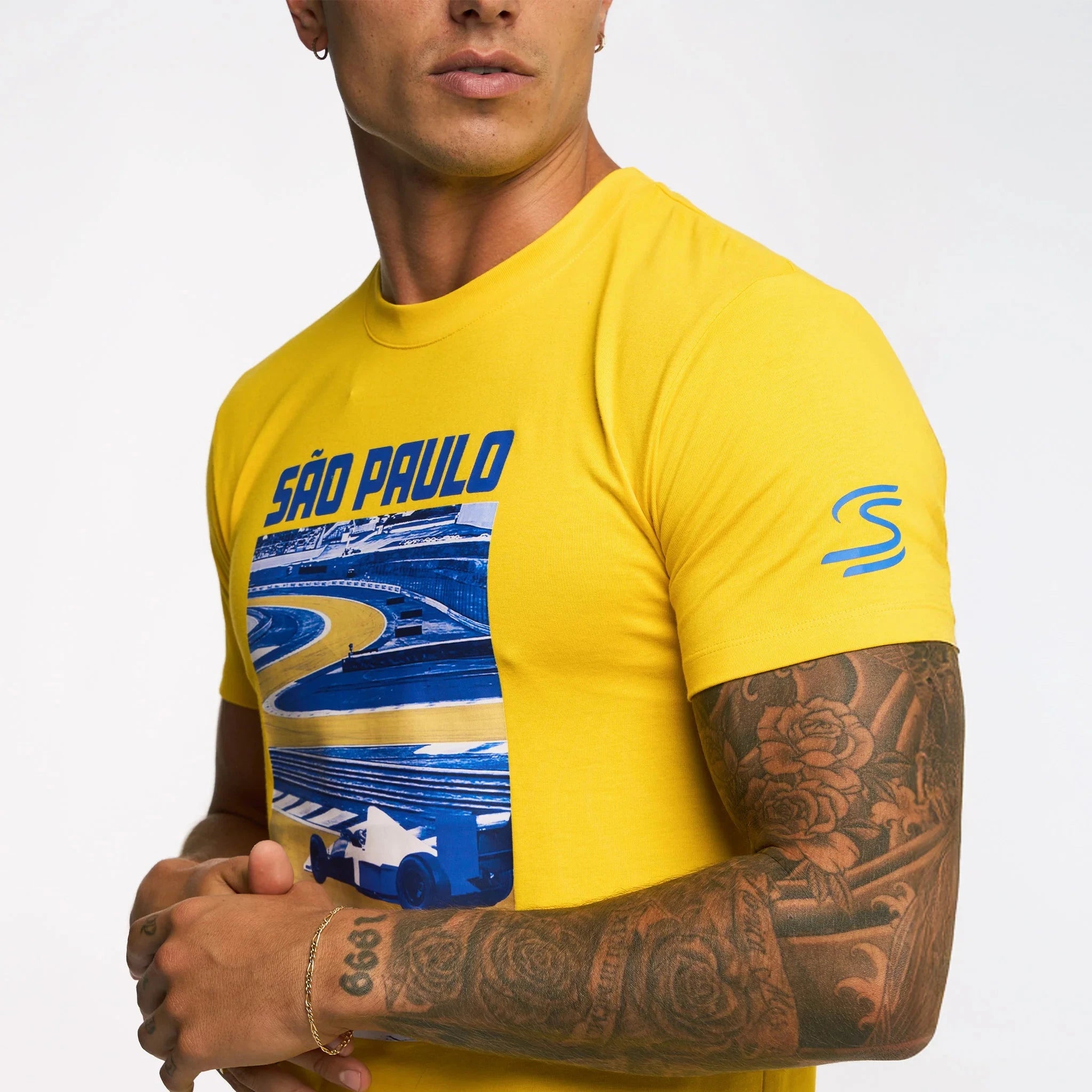 Ayrton Senna F1 Sao Paulo Circuit Graphic T-Shirt - Yellow T-shirts Ayrton Senna 