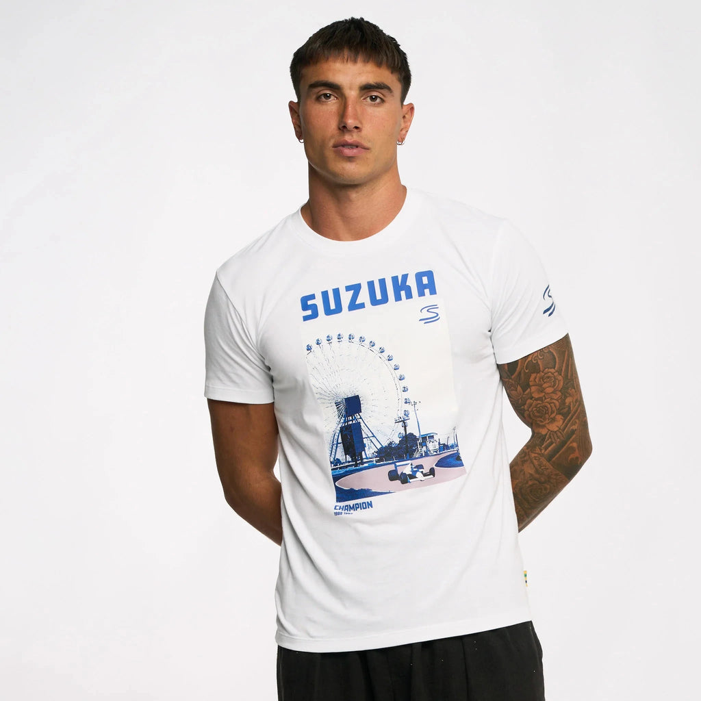 Ayrton Senna F1 Suzuka Circuit Graphic T-Shirt - White T-shirts Ayrton Senna 