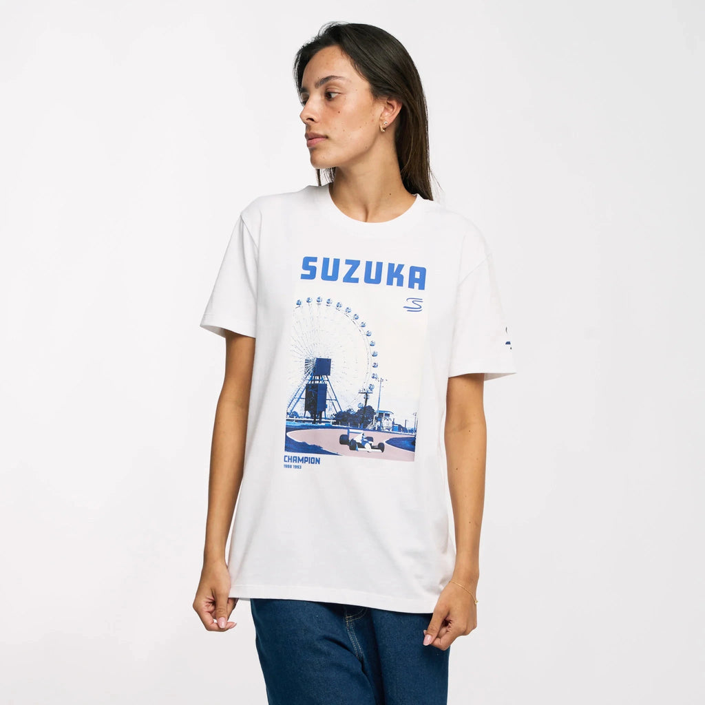 Ayrton Senna F1 Suzuka Circuit Graphic T-Shirt - White T-shirts Ayrton Senna 