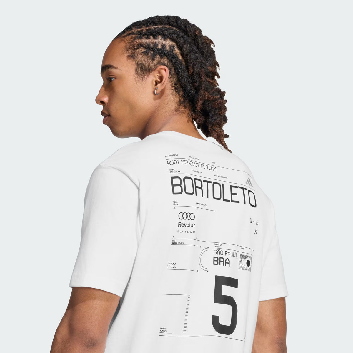 Audi Formula One Men's Team Gabriel Bortoleto Graphic T-Shirt - White T-shirts Audi F1 