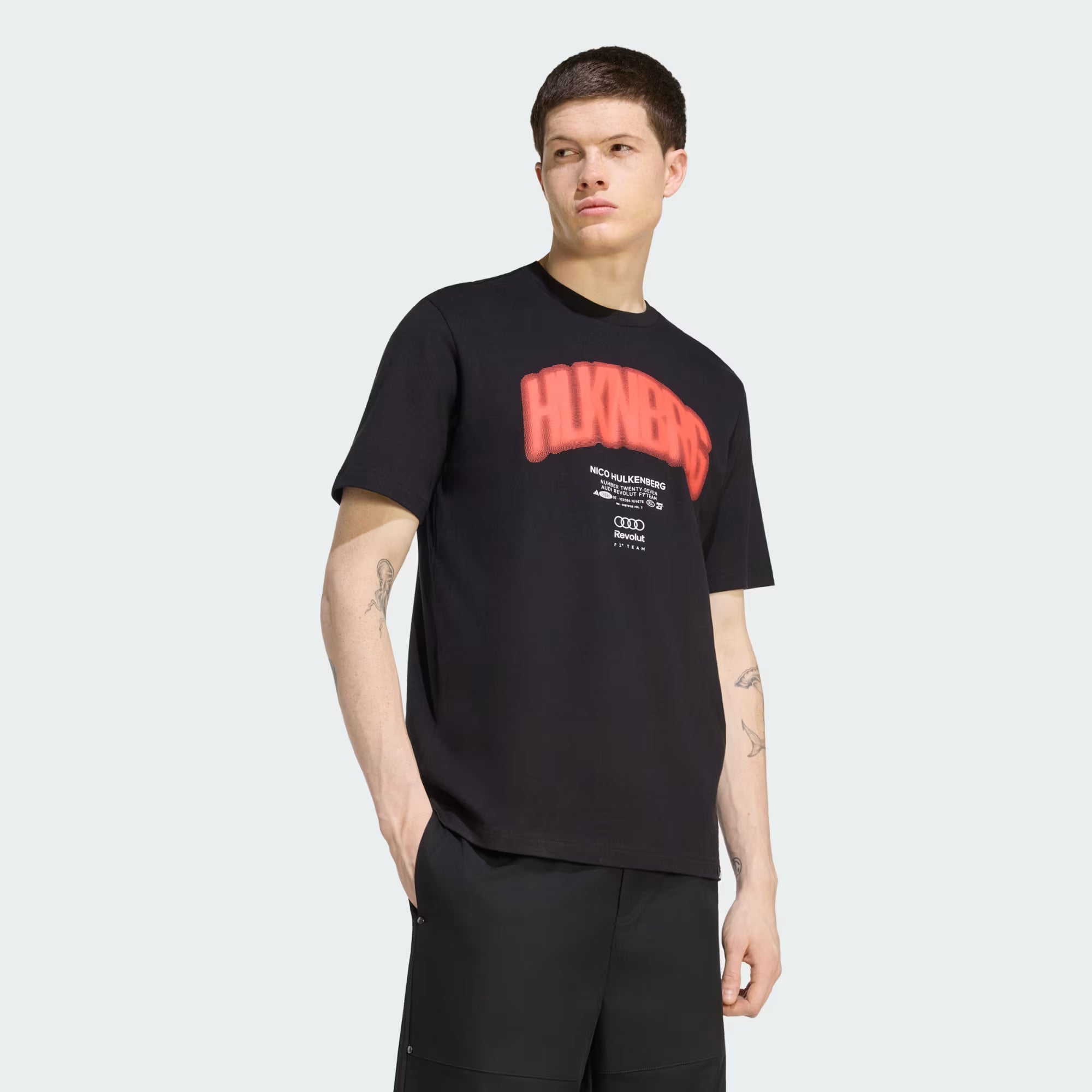 Audi Formula One Men's Team Nico Hulkenberg Graphic T-Shirt - Black T-shirts Audi F1 