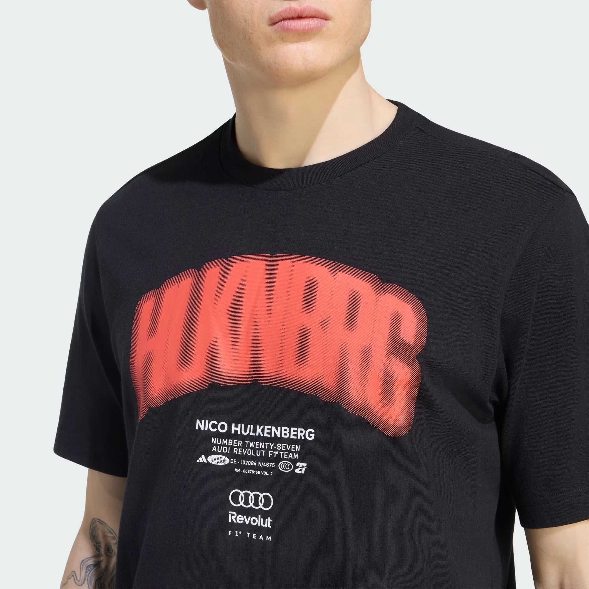 Audi Formula One Men's Team Nico Hulkenberg Graphic T-Shirt - Black T-shirts Audi F1 