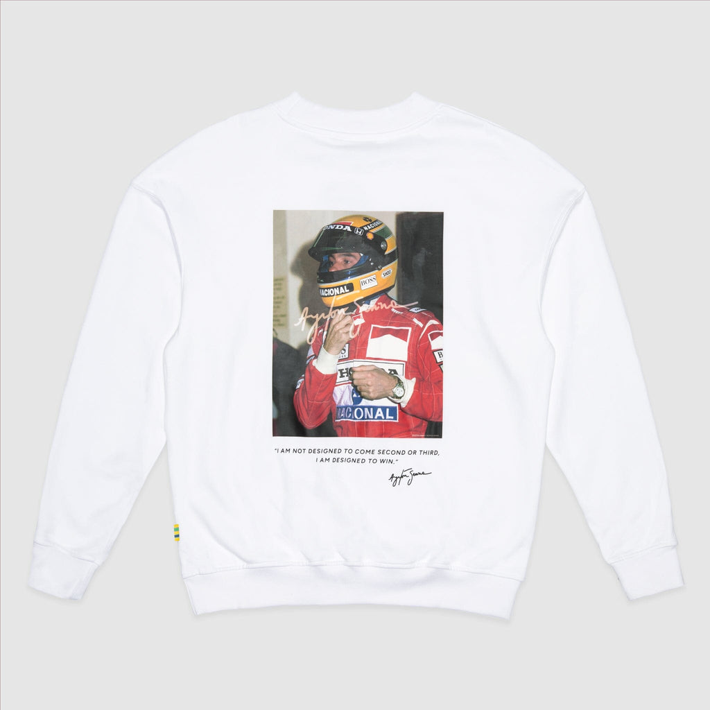 Ayrton Senna F1 x Tag Heuer Oversized Crew Sweatshirt - Black/White Sweatshirt Ayrton Senna XS White 