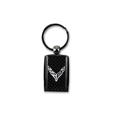 Corvette Carbon Fiber Accent Keychain Keyrings Corvette 