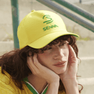 Ayrton Senna F1 Debossed Curved Peak Hat - Black/Yellow Hats Ayrton Senna 