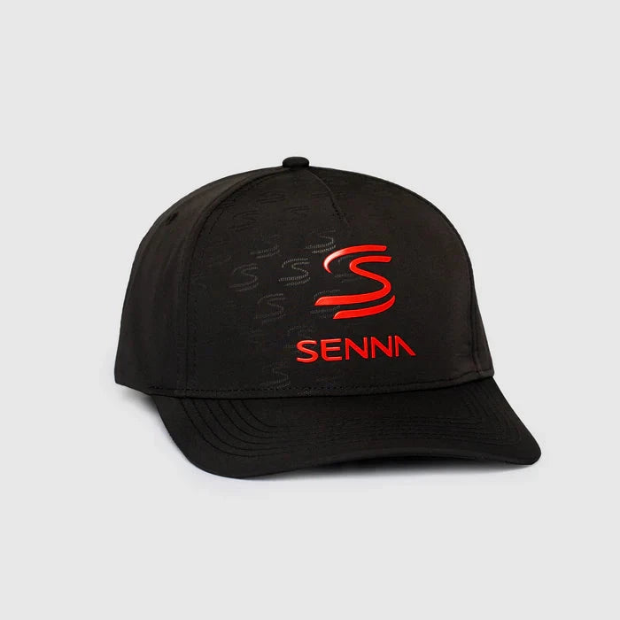 Ayrton Senna F1 Debossed Curved Peak Hat - Black/Yellow Hats Ayrton Senna 
