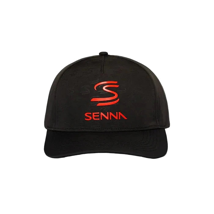 Ayrton Senna F1 Debossed Curved Peak Hat - Black/Yellow Hats Ayrton Senna 