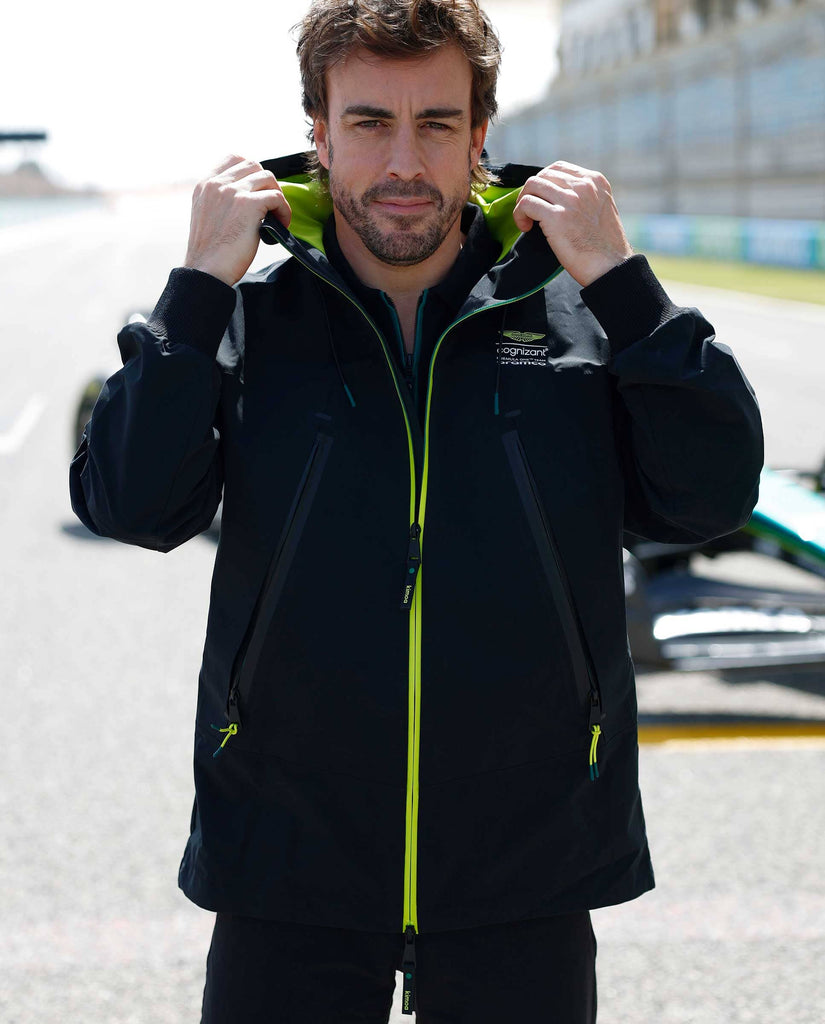 Aston Martin Cognizant F1 Kimoa Fernando Alonso Men's Lifestyle Windbreaker- Black Jackets Aston Martin F1 