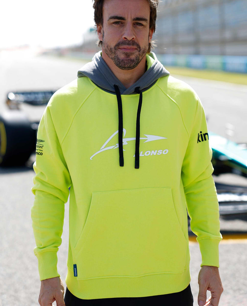 Aston Martin Cognizant F1 Kimoa Fernando Alonso Men's Lifestyle Hoodie- Lime Hoodies Aston Martin F1 
