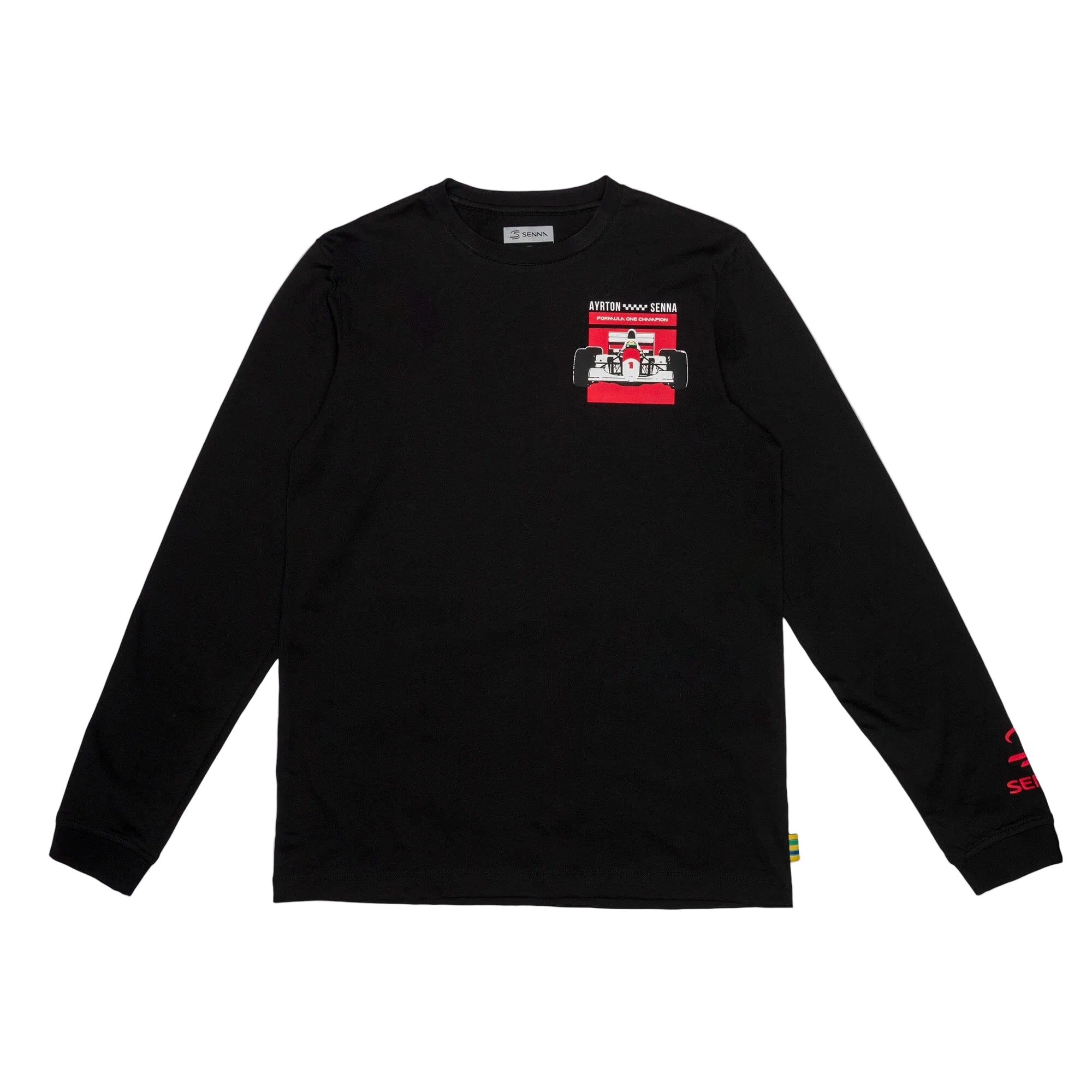 Ayrton Senna F1 3X World Champion Long Sleeve T-Shirt - Black T-shirts Ayrton Senna 