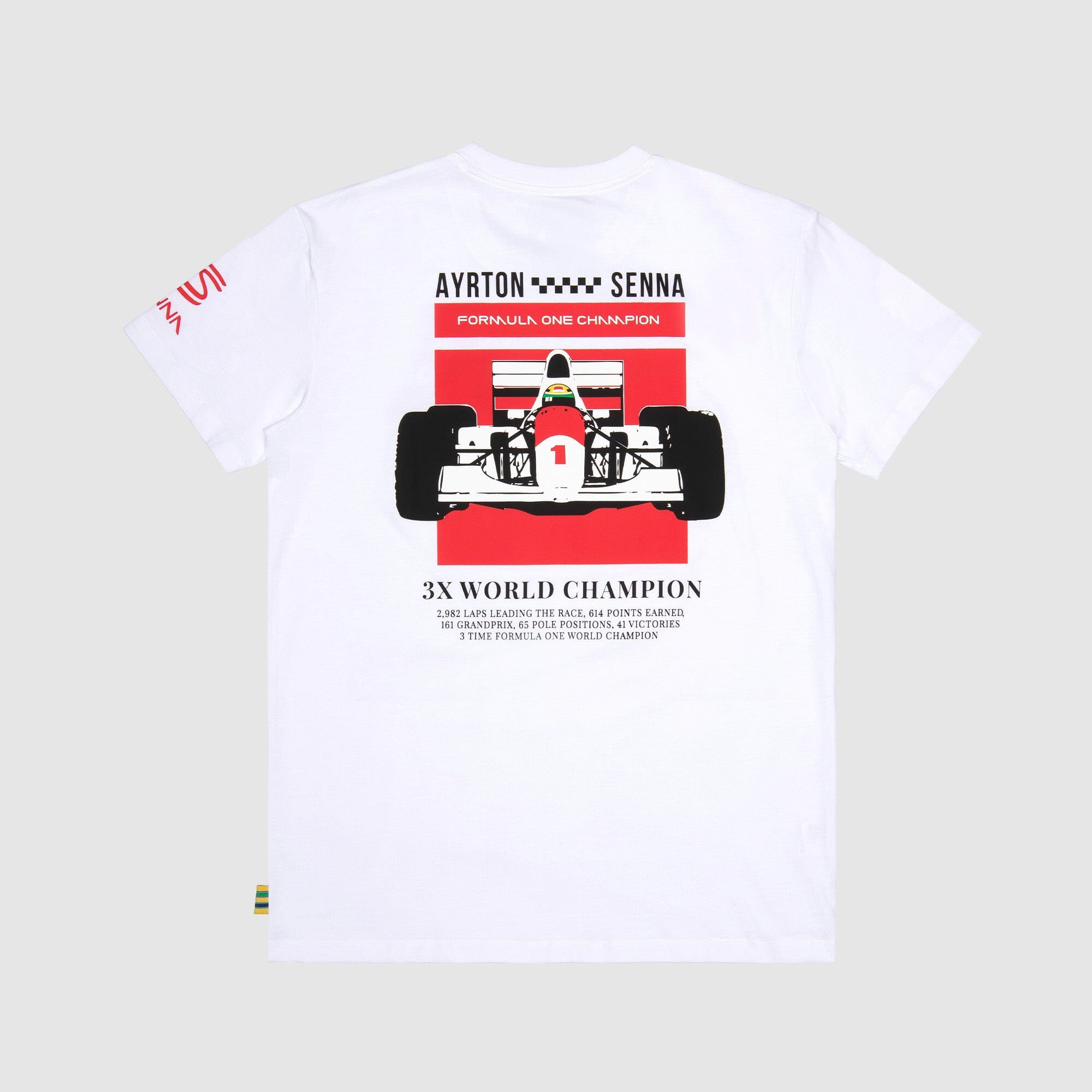 Ayrton Senna F1 3X World Champion T-Shirt - White T-shirts Ayrton Senna 